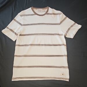 Scotch & Soda White and Brown Striped Short Sleeve Tee